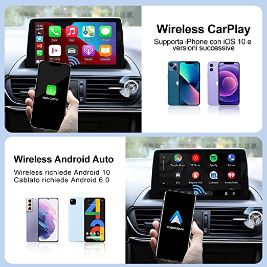 Carlinkit 4.0 Adattatore Apple CarPlay da filo a Wireless (Compatibile Android  Auto) 